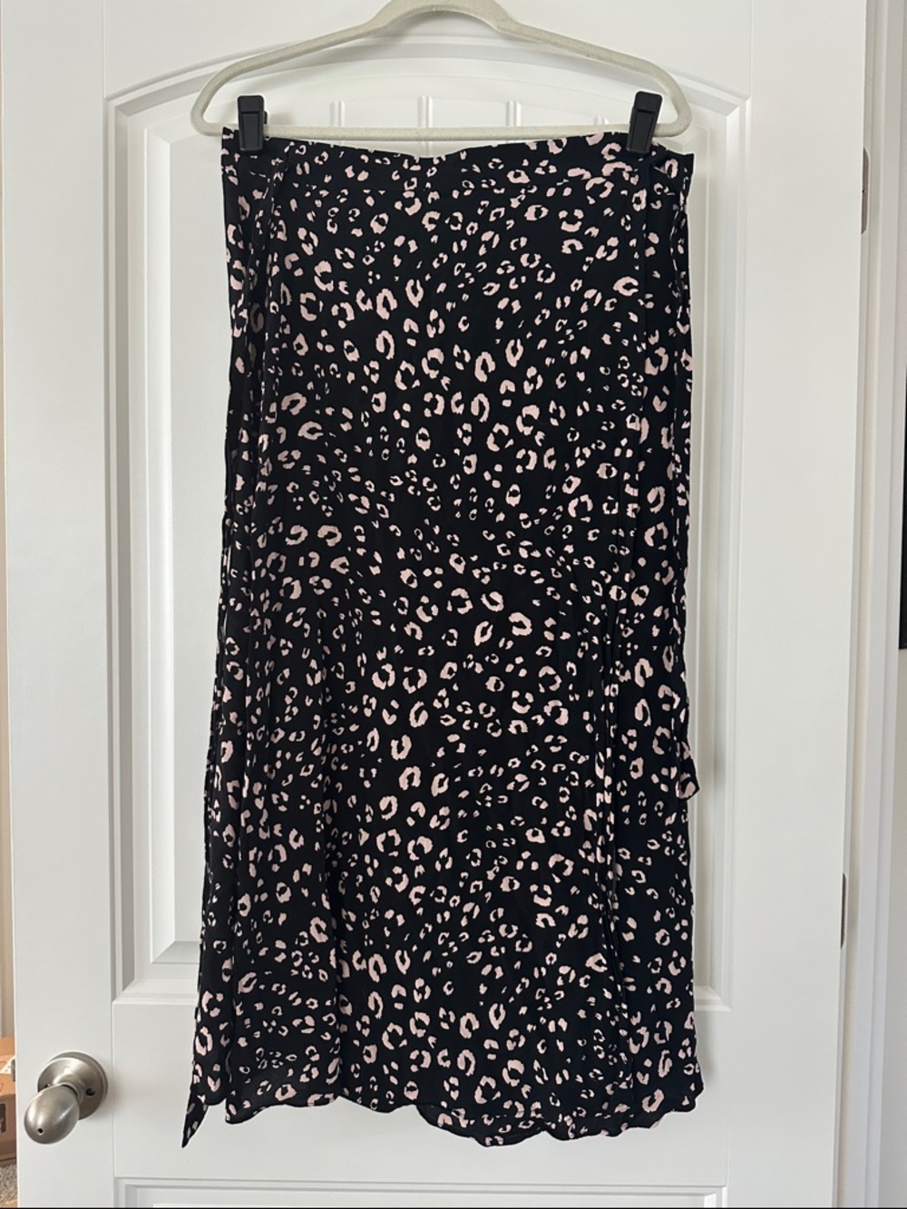Seraphine Black Midi Skirt with Blush Leopard Print
